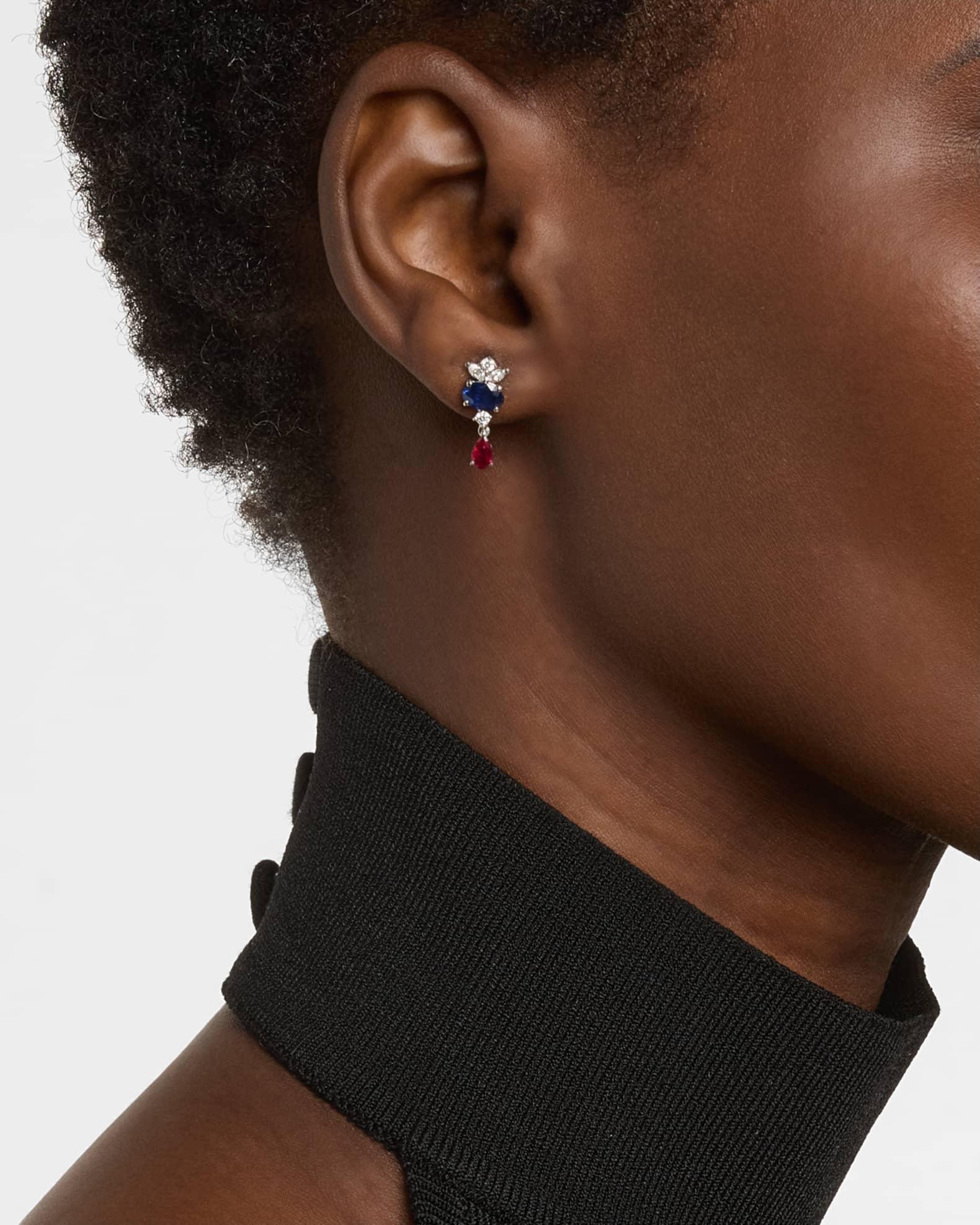 18K White Gold Tricolor Gemstone Earrings Product Image