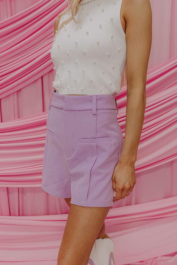 The Royal High Waist Shorts in Lavender Product Image