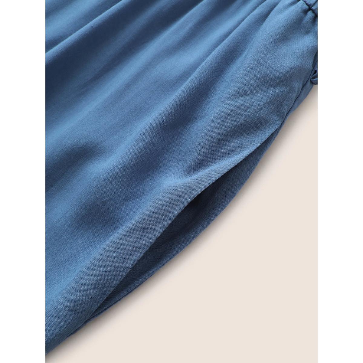 Plus Size Stone Supersoft Essentials Plain Flutter Sleeve Belted Jumpsuit Women Casual Short sleeve V-neck Everyday Loose Jumpsuits BloomChic 14-16/1X Product Image