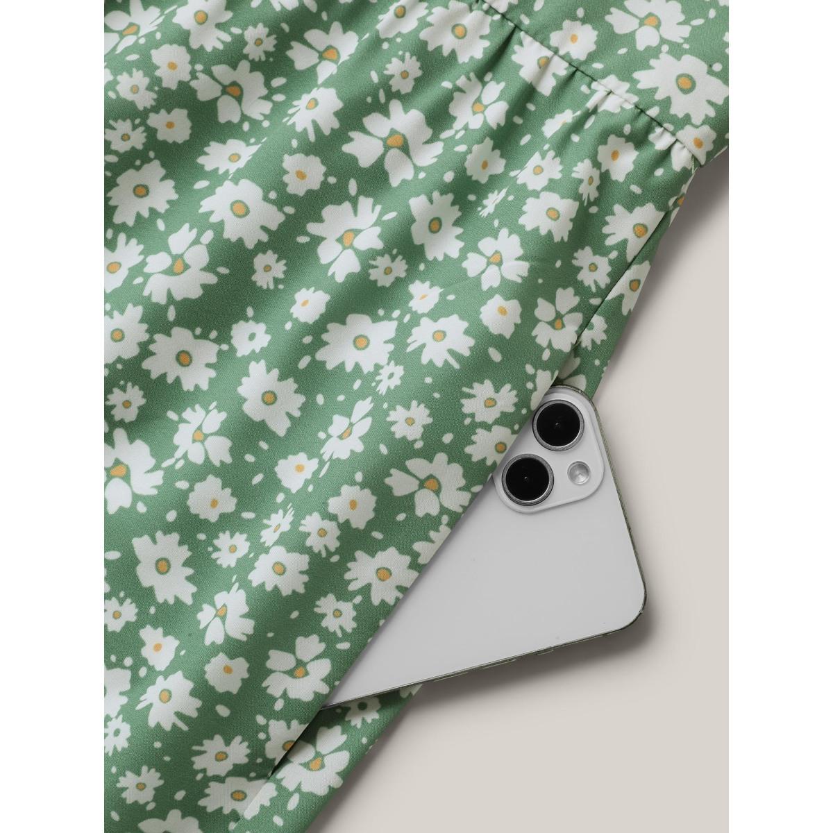 Plus Size Greenbean Floral Print Pockets Wide-Leg Jumpsuit Women Elegant Short sleeve Round Neck Everyday-Elegant Loose Jumpsuits BloomChic 22-24/3X Product Image