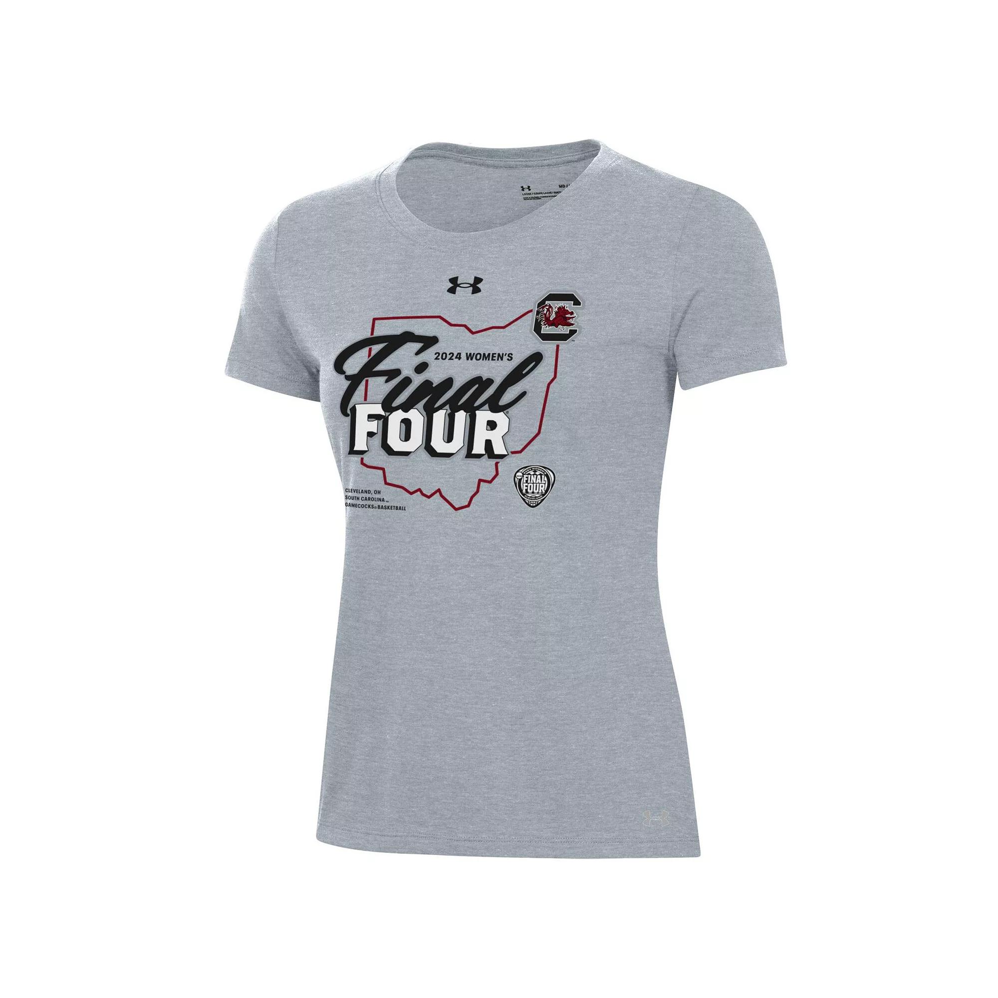 Women's Under Armour Heather Gray South Carolina Gamecocks 2024 NCAA Women's Basketball Tournament March Madness Final Four Locker Room T-Shirt, Size: Small, Grey Product Image