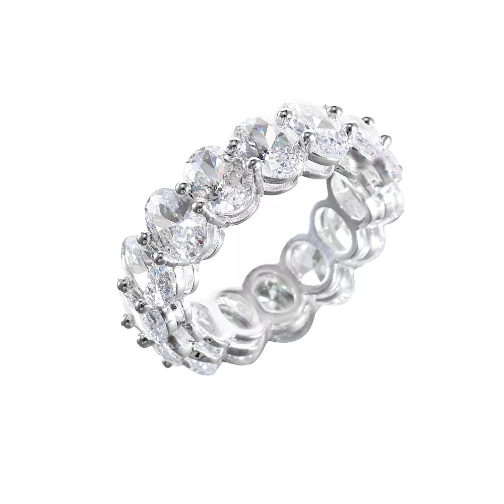 City Luxe Crystal Eternity Band Ring, Women's, Size: 8, April Silver Tone Product Image