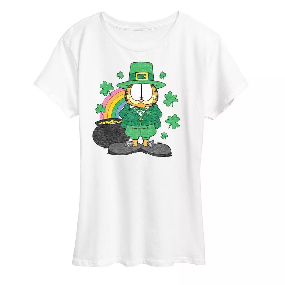 Women's Garfield Rainbow Shamrocks Graphic Tee,  Product Image
