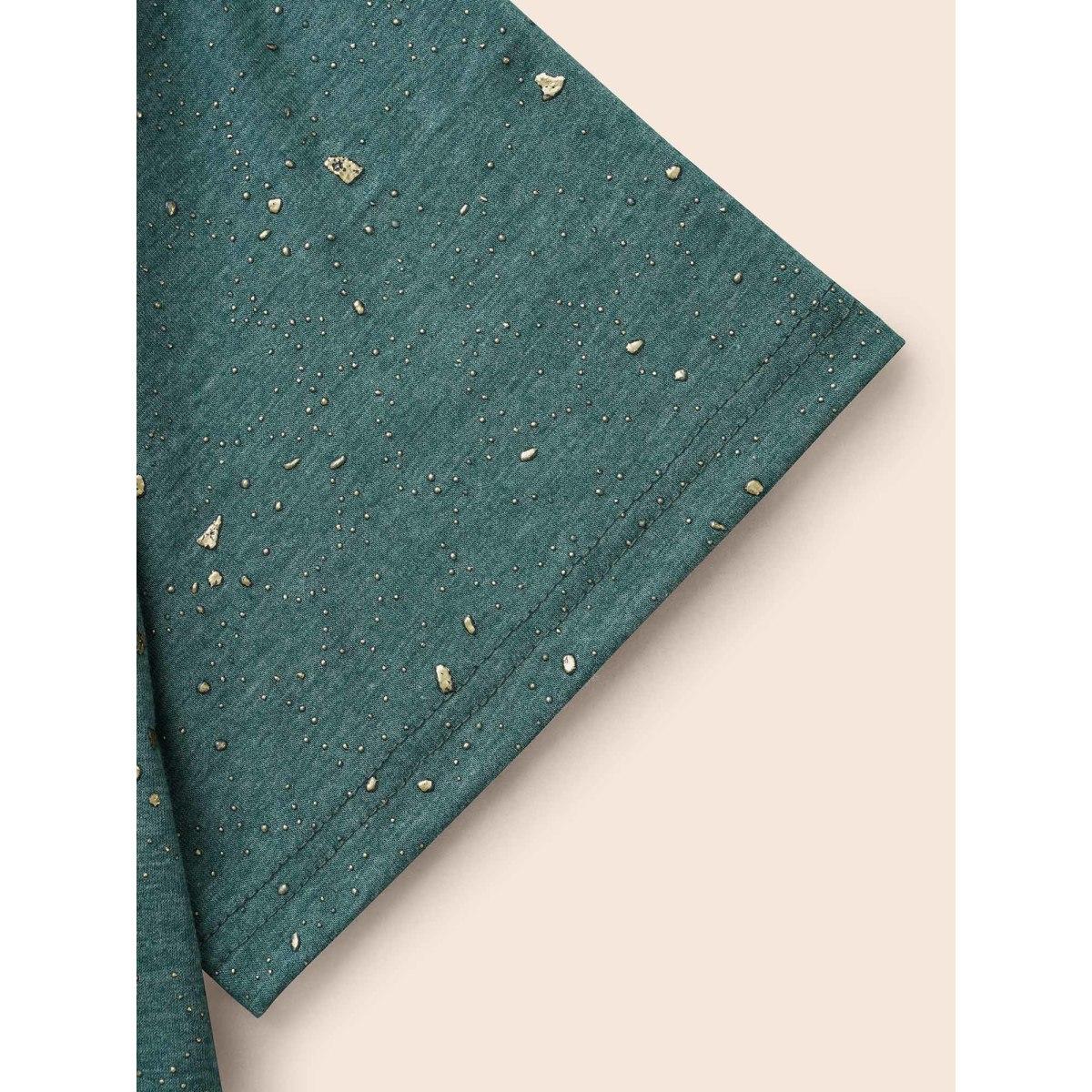 Plus Size Plain Textured Round Neck T-shirt Emerald Women Casual Non Non Everyday T-shirts BloomChic 18-20/2X Product Image