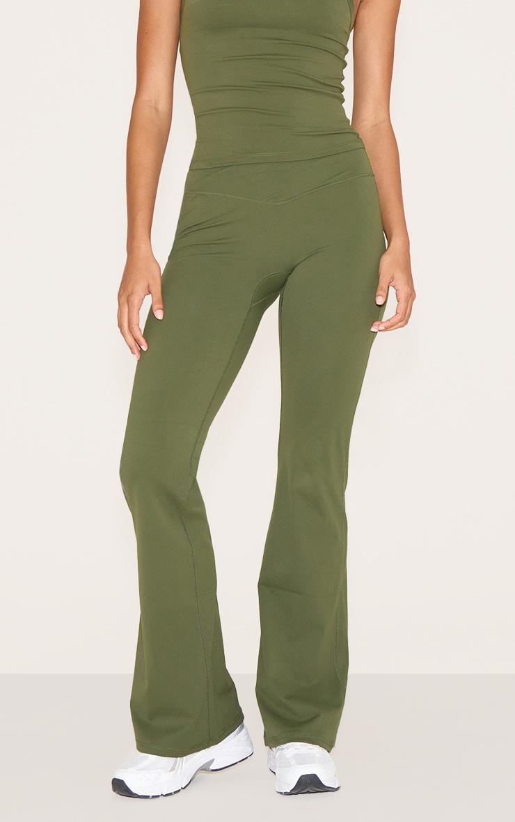 Khaki Sculpt Wrap Waist Yoga Pants Product Image