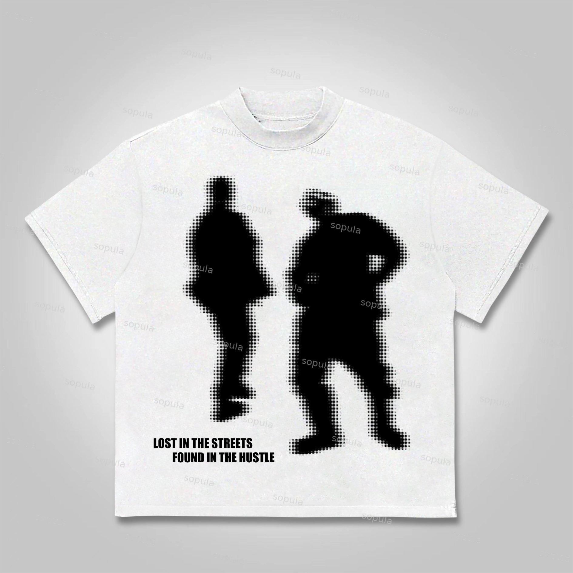 Sopula Street Outlet Abstract Character Graphics Cotton T-shirt Product Image