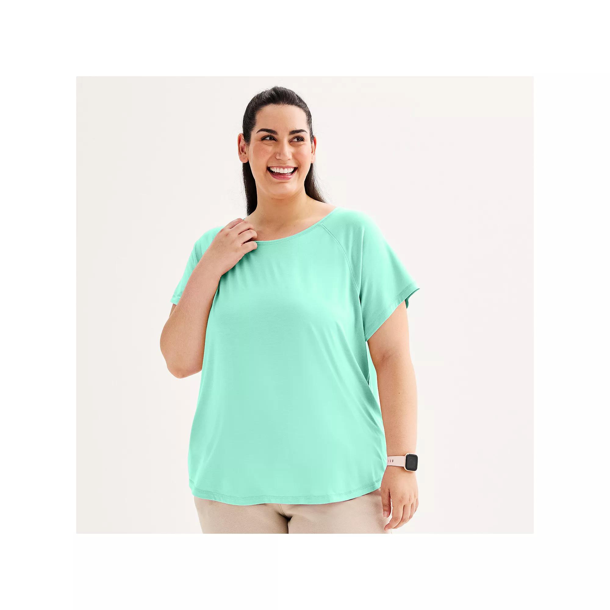 Plus Size Tek Gear® Core Raglan Tee, Women's, Size: 2XL, Behling Green Product Image