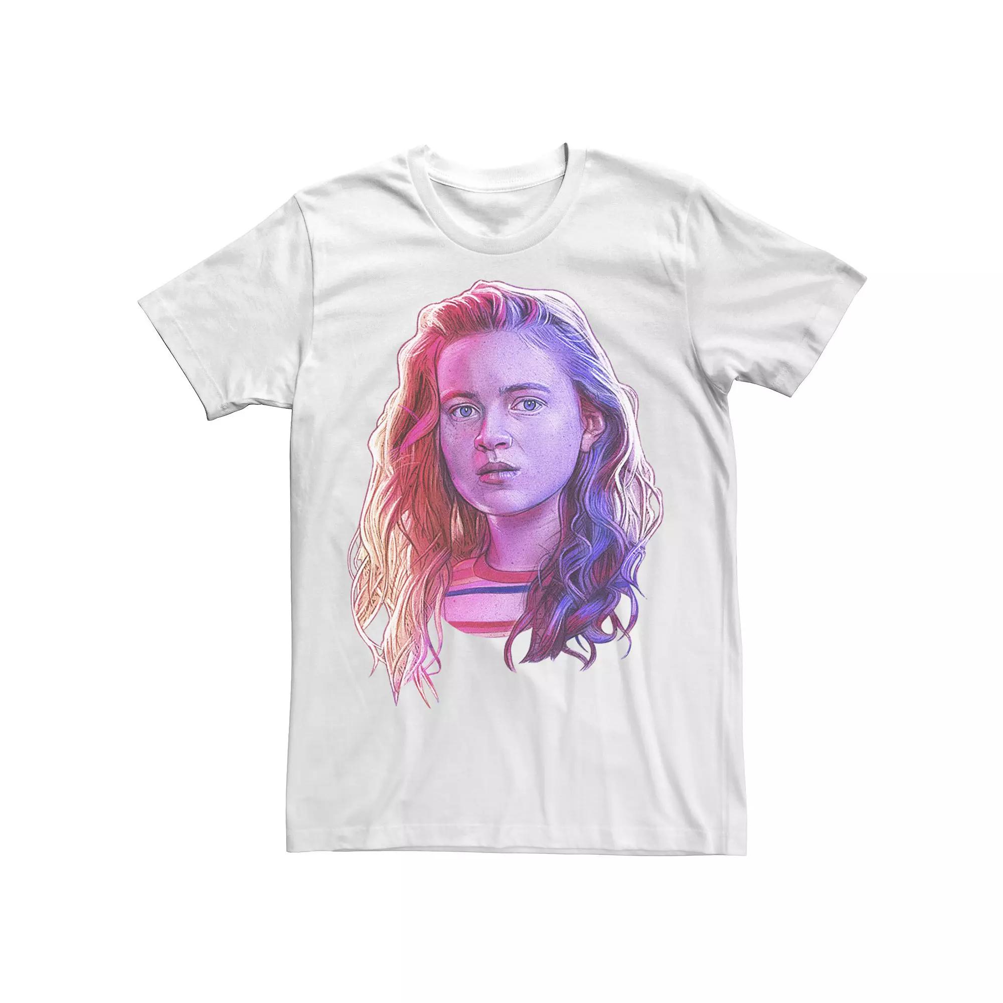 Men's Stranger Things Max Large Rose Tone Portrait Tee, White Product Image