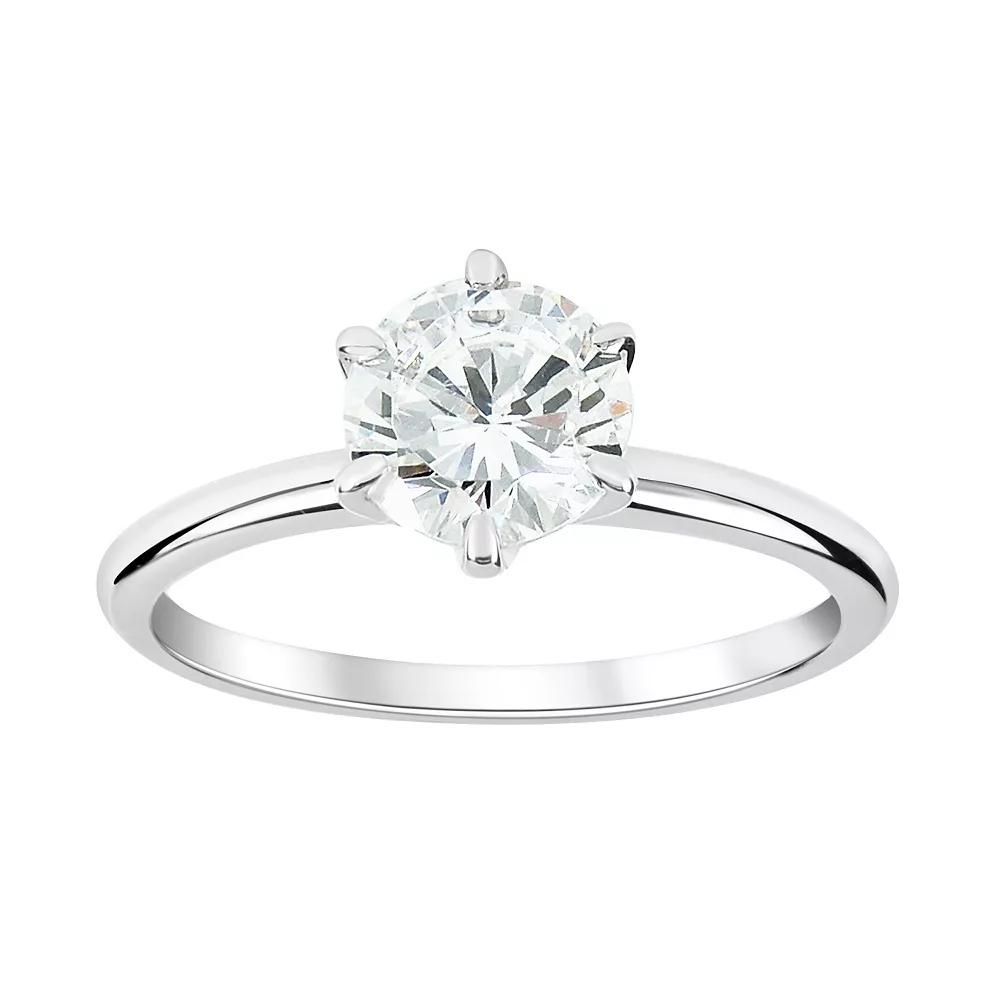 SIRI USA by TJM Sterling Silver Round Cubic Zirconia Engagement Ring, Women's, Size: 9 Product Image