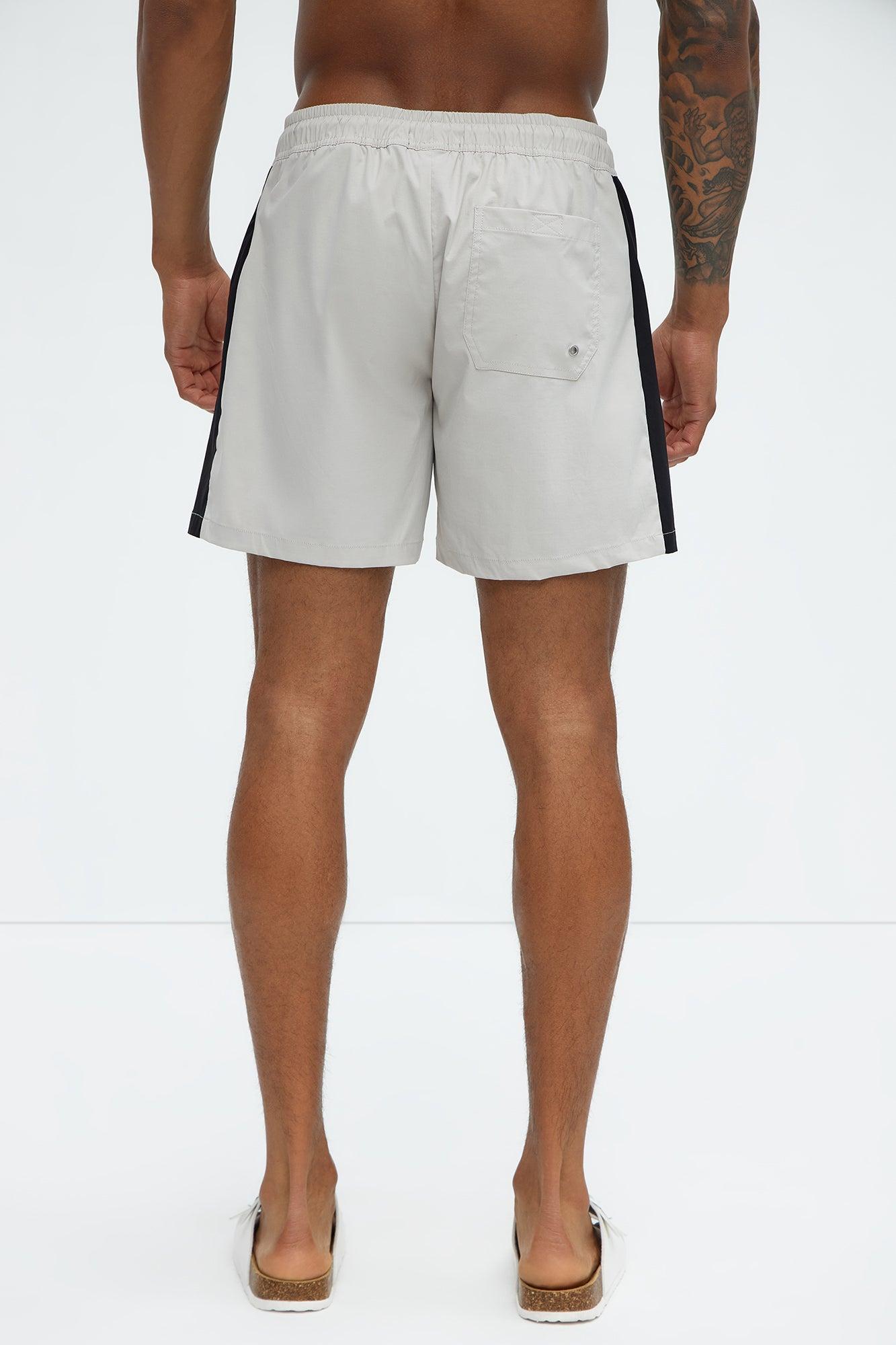 Contrast On The Side Swim Mid Trunk - Grey/combo Product Image