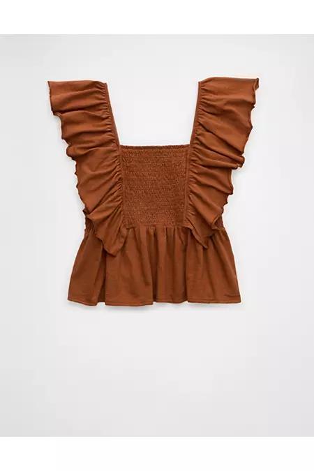 AE Sunchaser Knit Flutter Sleeve Babydoll Shirt Women's Product Image