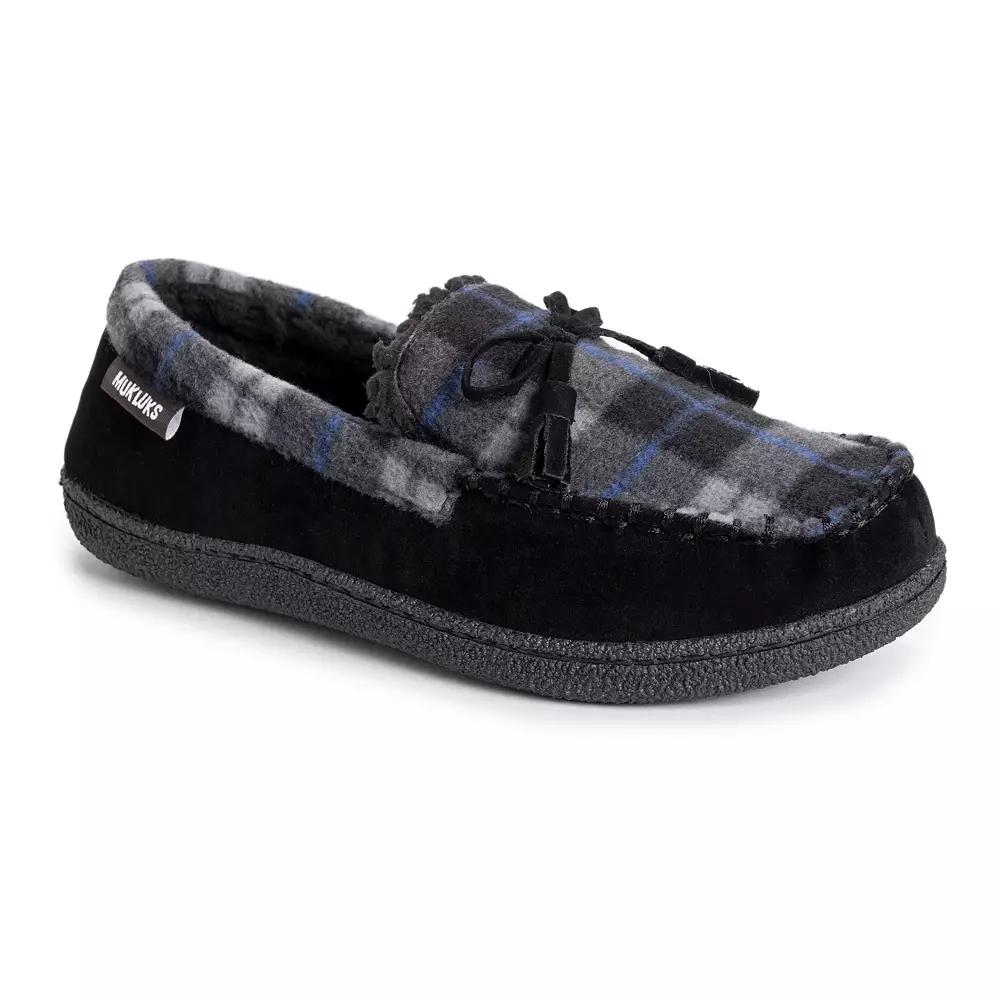 MUK LUKS Tanver Plaid Men's Moccasin Slippers,  Product Image