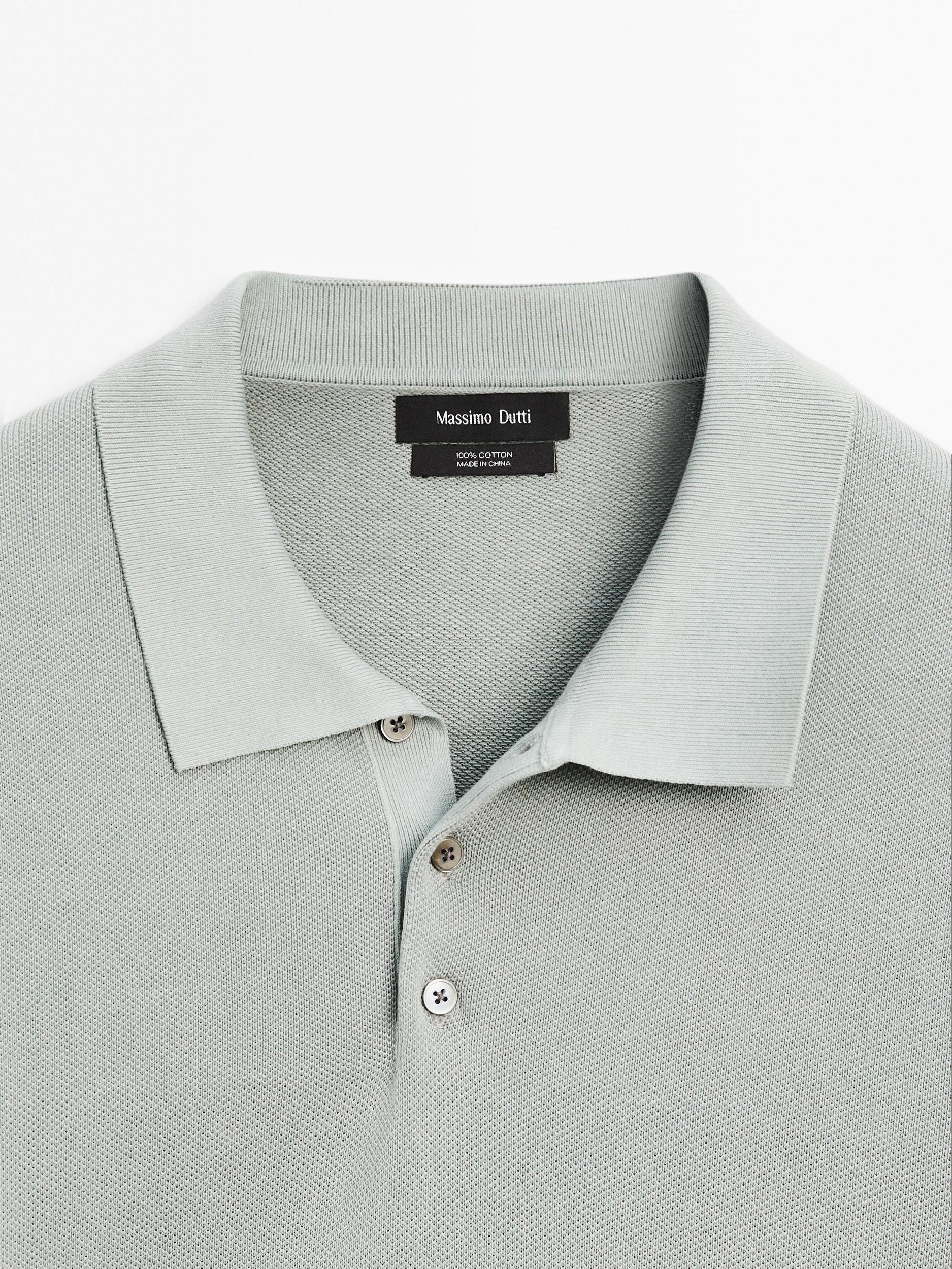 100% cotton textured knit polo shirt Product Image