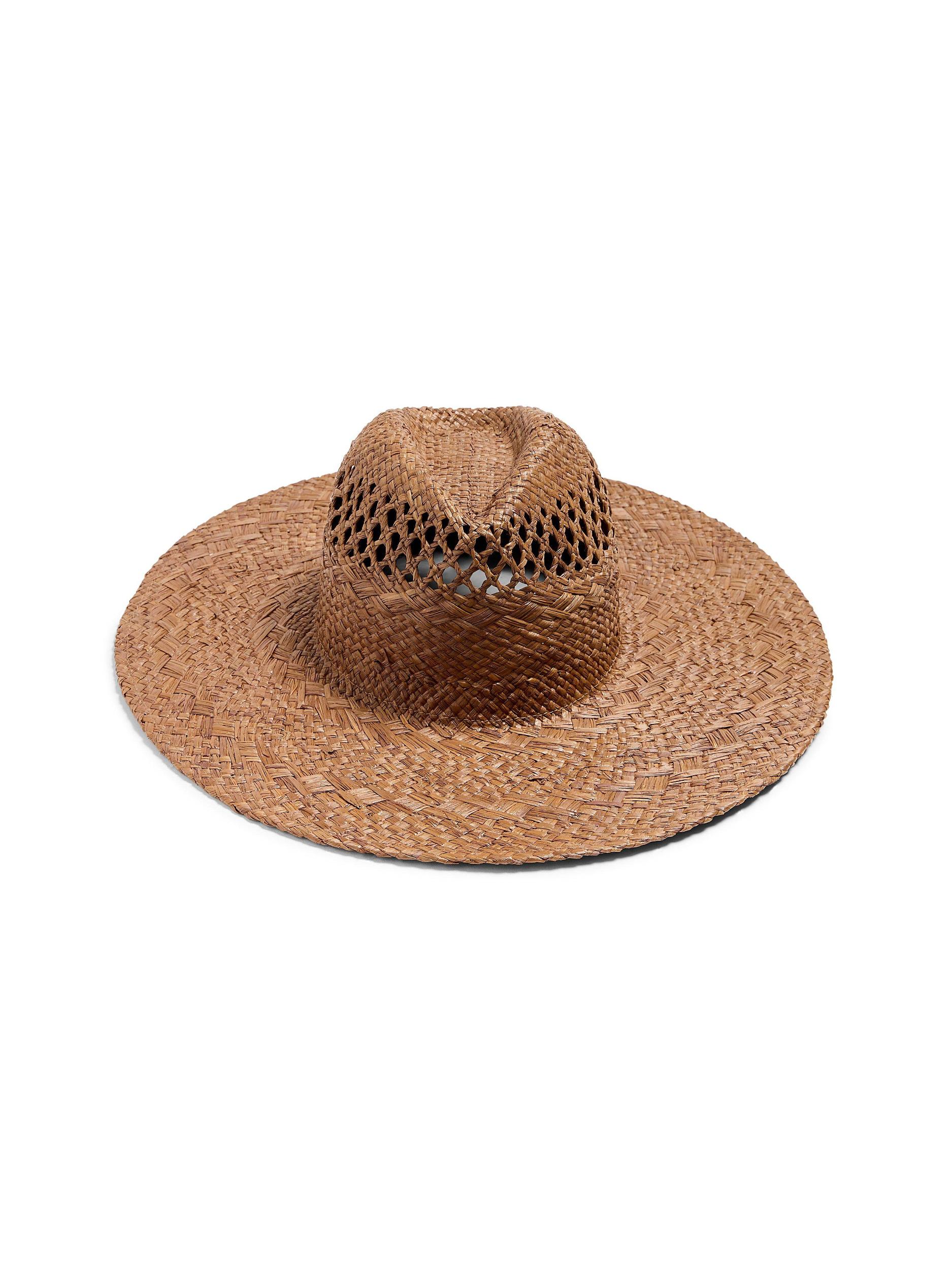 Raffia Mixed Stitch Fedora - Dark Brown Female Product Image
