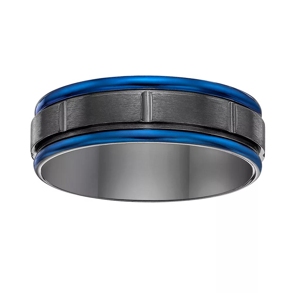 Men's LYNX Black Zirconium & Blue Ion-Plated Ring, Size: 8, Stainless Product Image