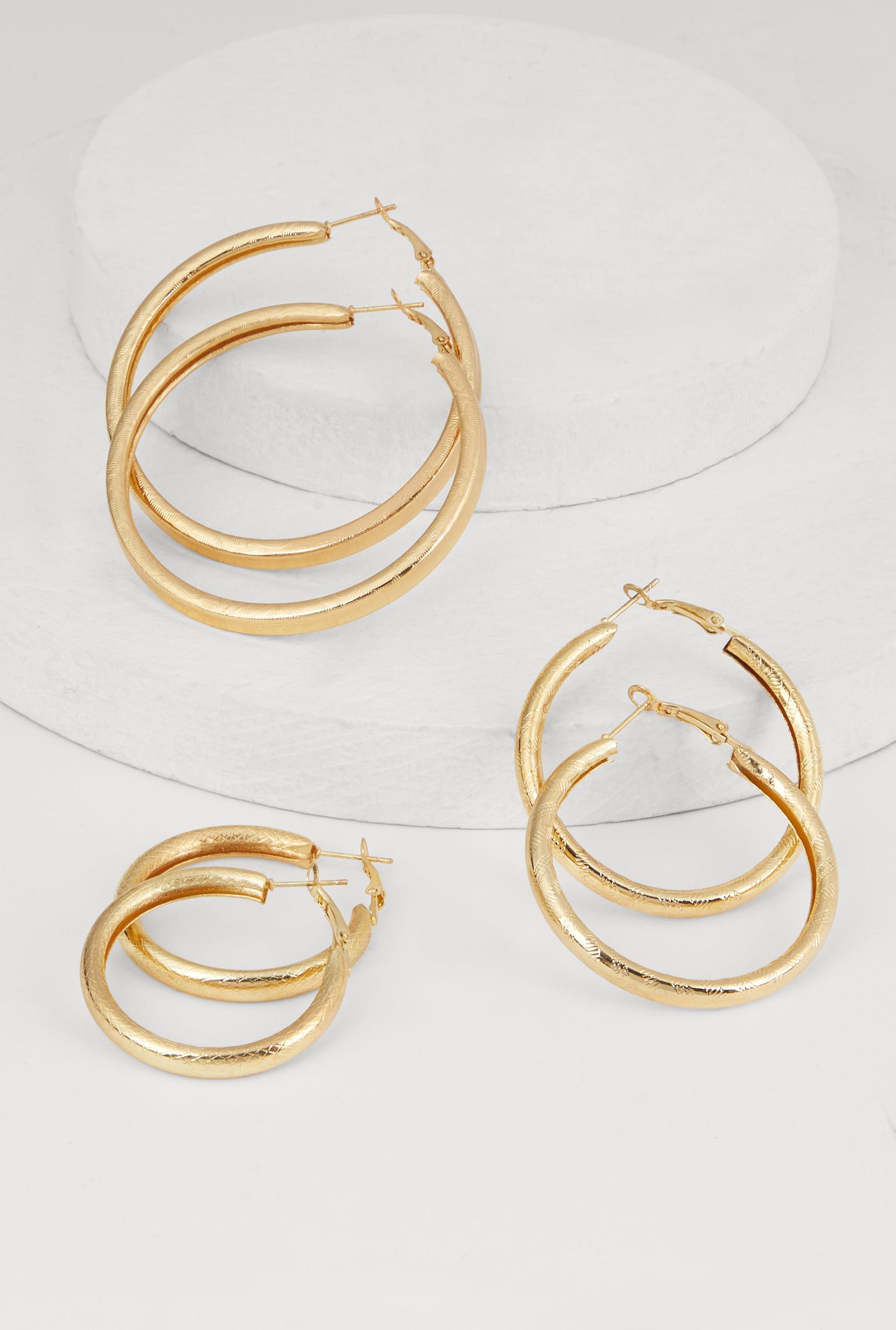 Metallic Hoop Earrings Set of 6 Male Product Image