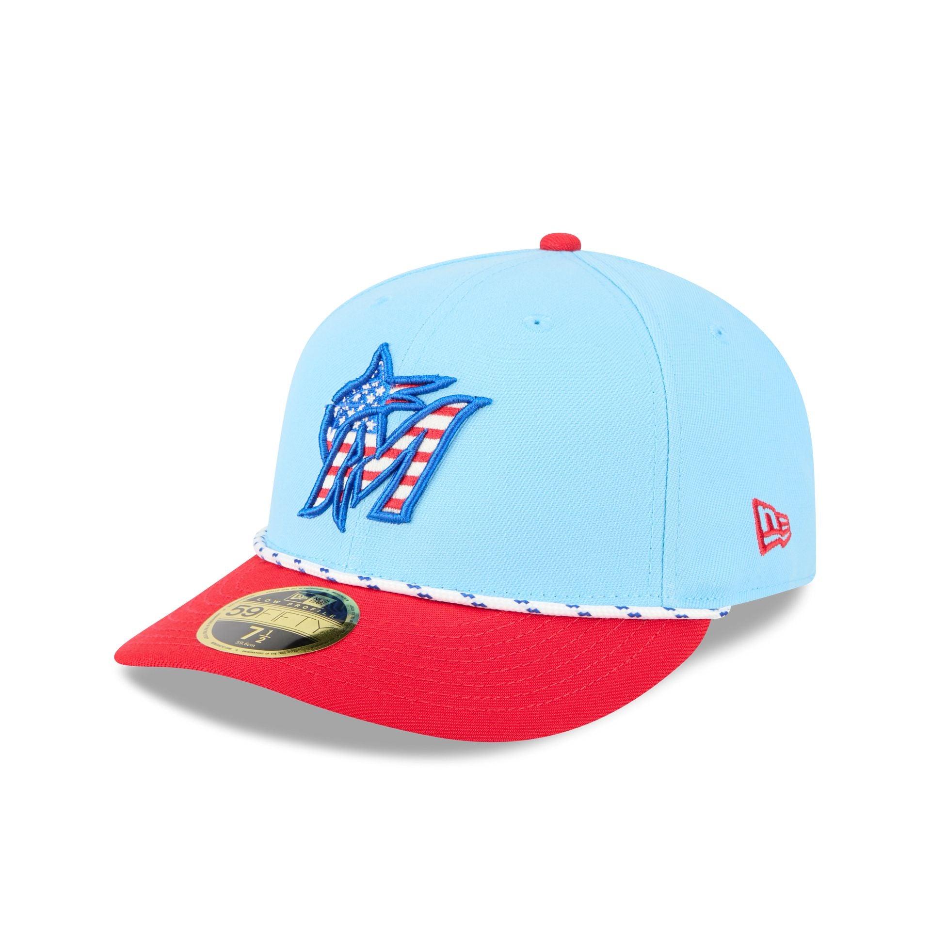 Miami Marlins Independence Day 2025 Low Profile 59FIFTY Fitted Hat Male Product Image