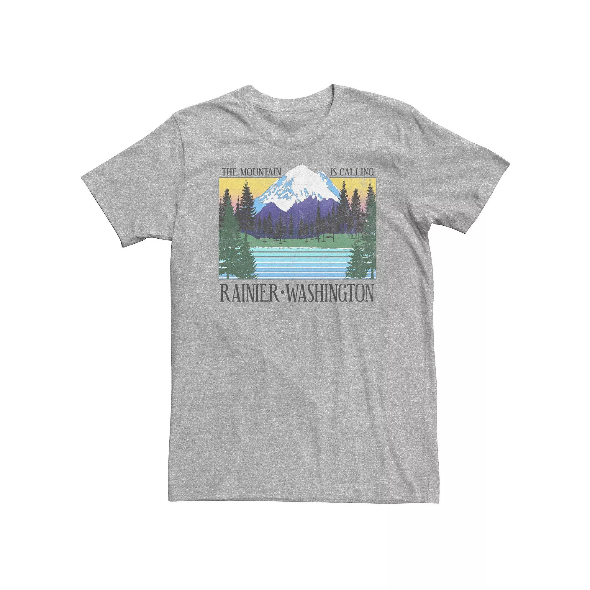 Big & Tall Rainier Washington "The Mountain Is Calling" Tee, Men's, Size: 4XL, Athletic Grey Product Image