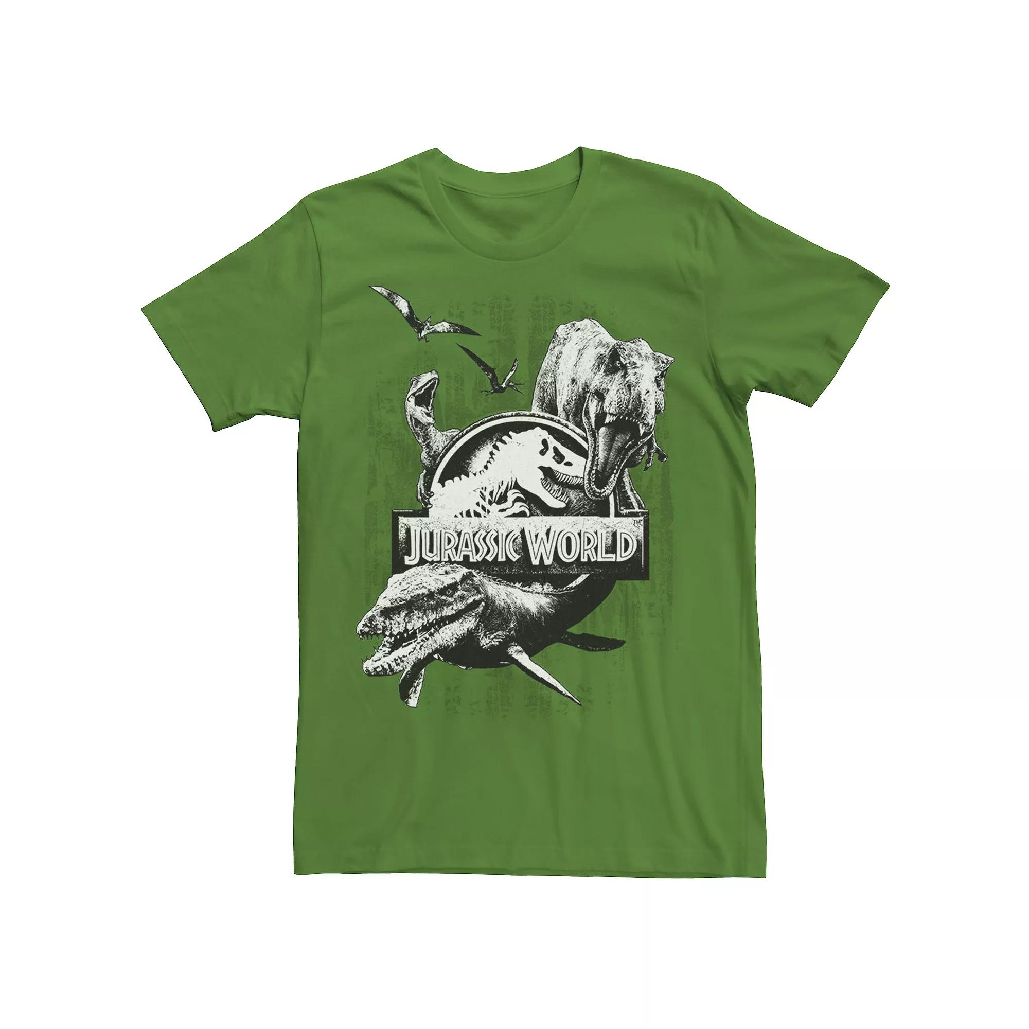 Men's Jurassic World Two Dino Collage Grunge Logo Tee,  Product Image