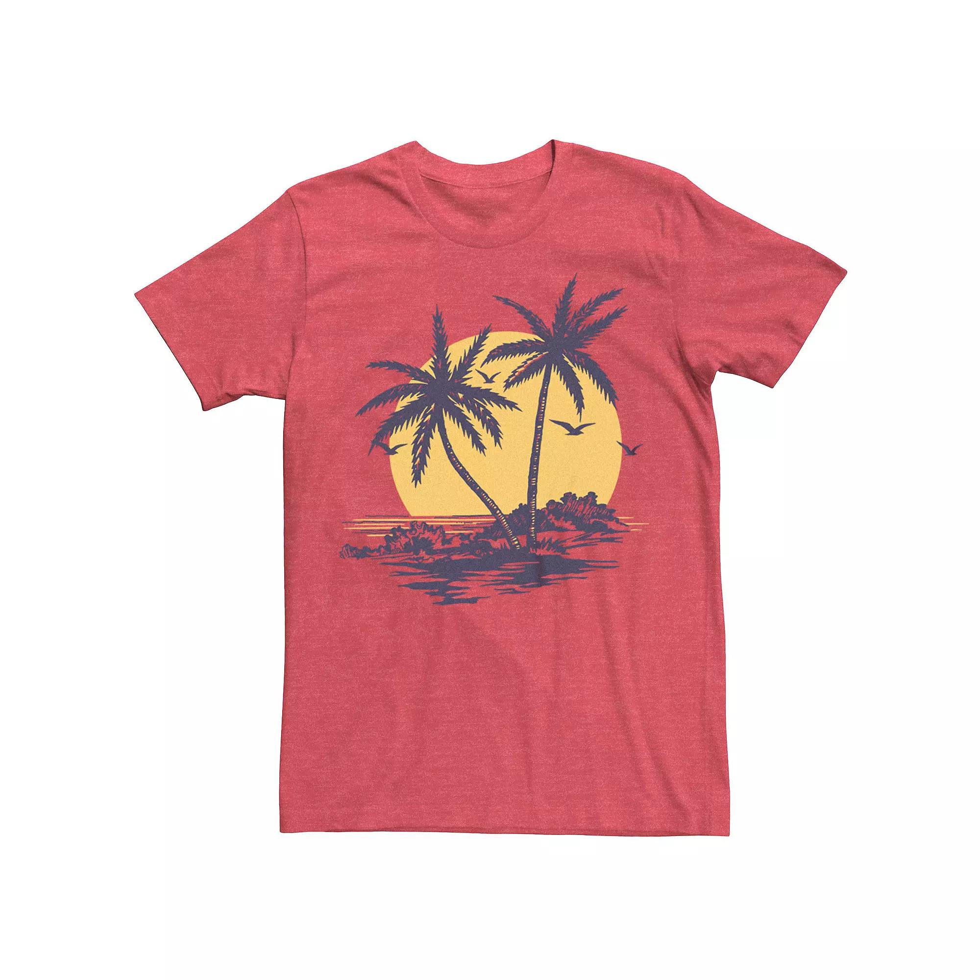 Men's Palm Trees Sunset Beach Graphic Tee,  Product Image