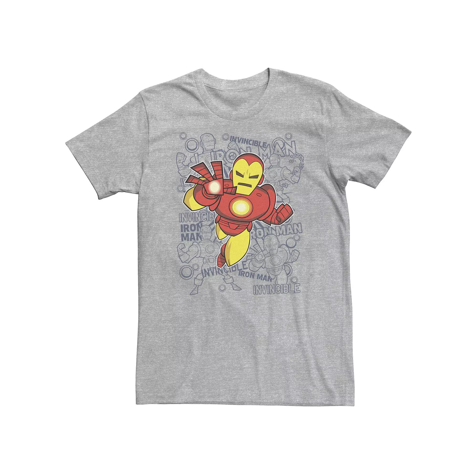 Big & Tall Marvel Iron Man Retro Portrait Sketch Background Tee, Men's, Size: 4XL, Athletic Grey Product Image