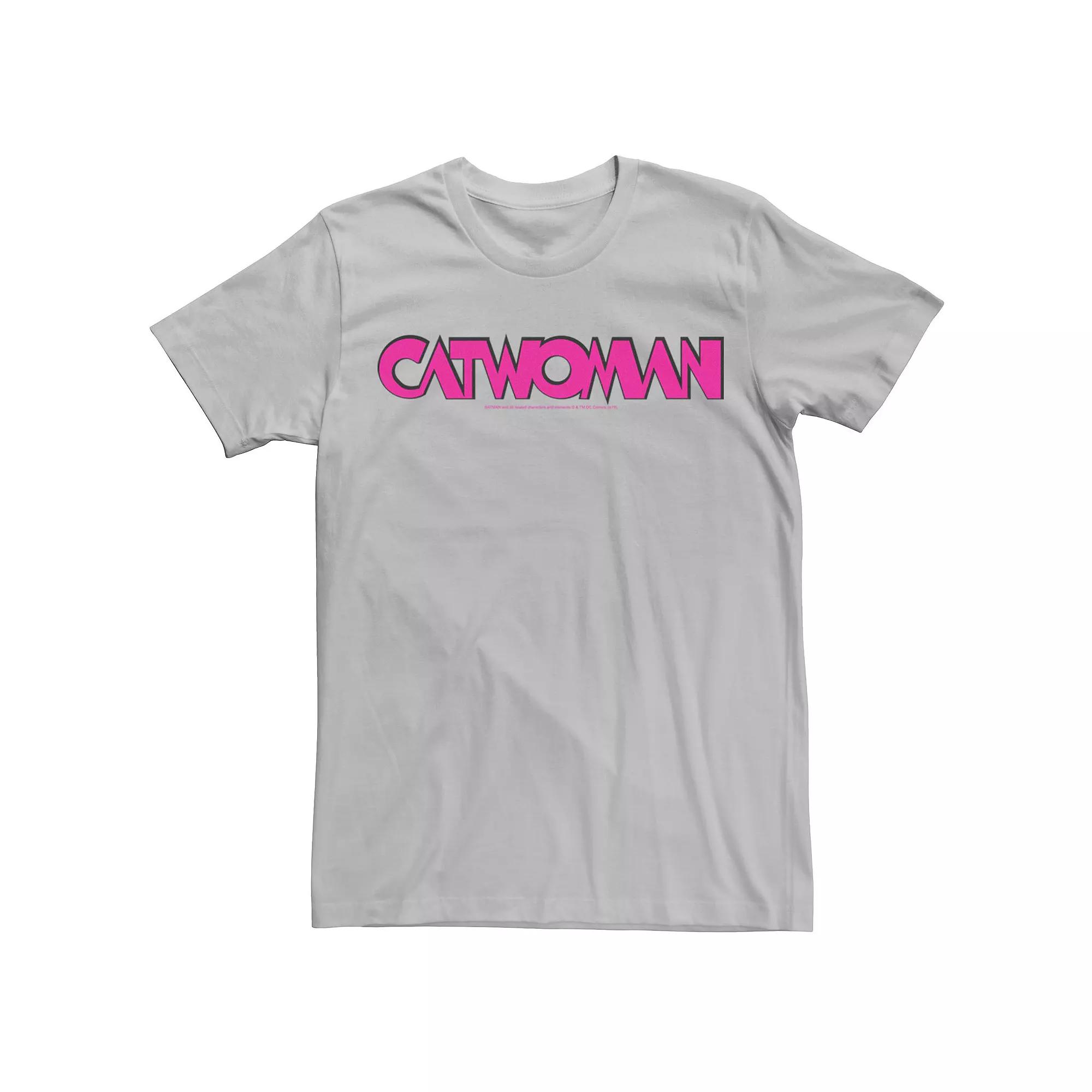 Men's DC Comics Catwoman Pink Retro Text Tee,  Product Image
