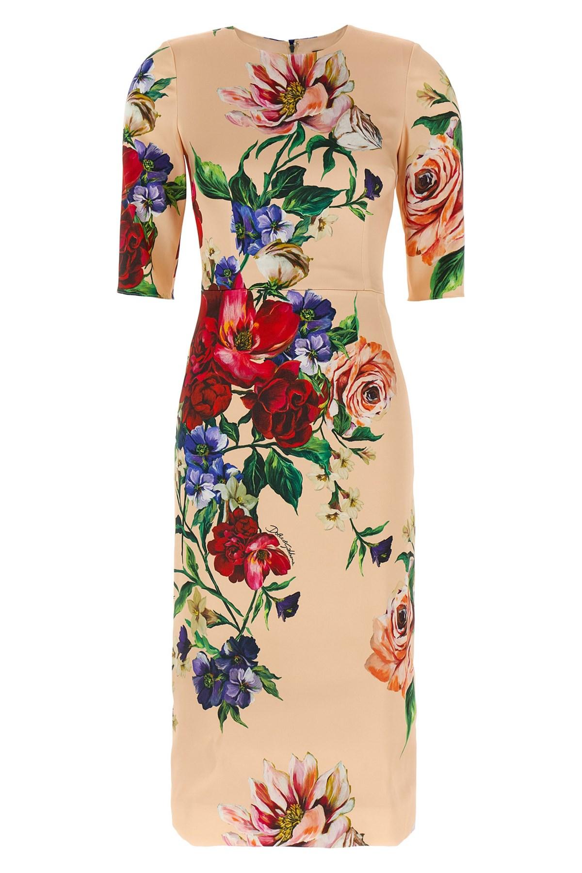 DOLCE & GABBANA Women Flower Print Midi Dress In Neutral Product Image