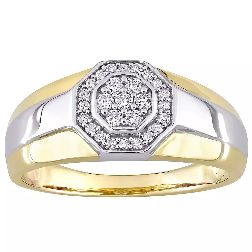 Stella Grace Men's 10k Gold Two Tone 1/4 Carat T.W. Diamond Octagonal Ring,  Product Image