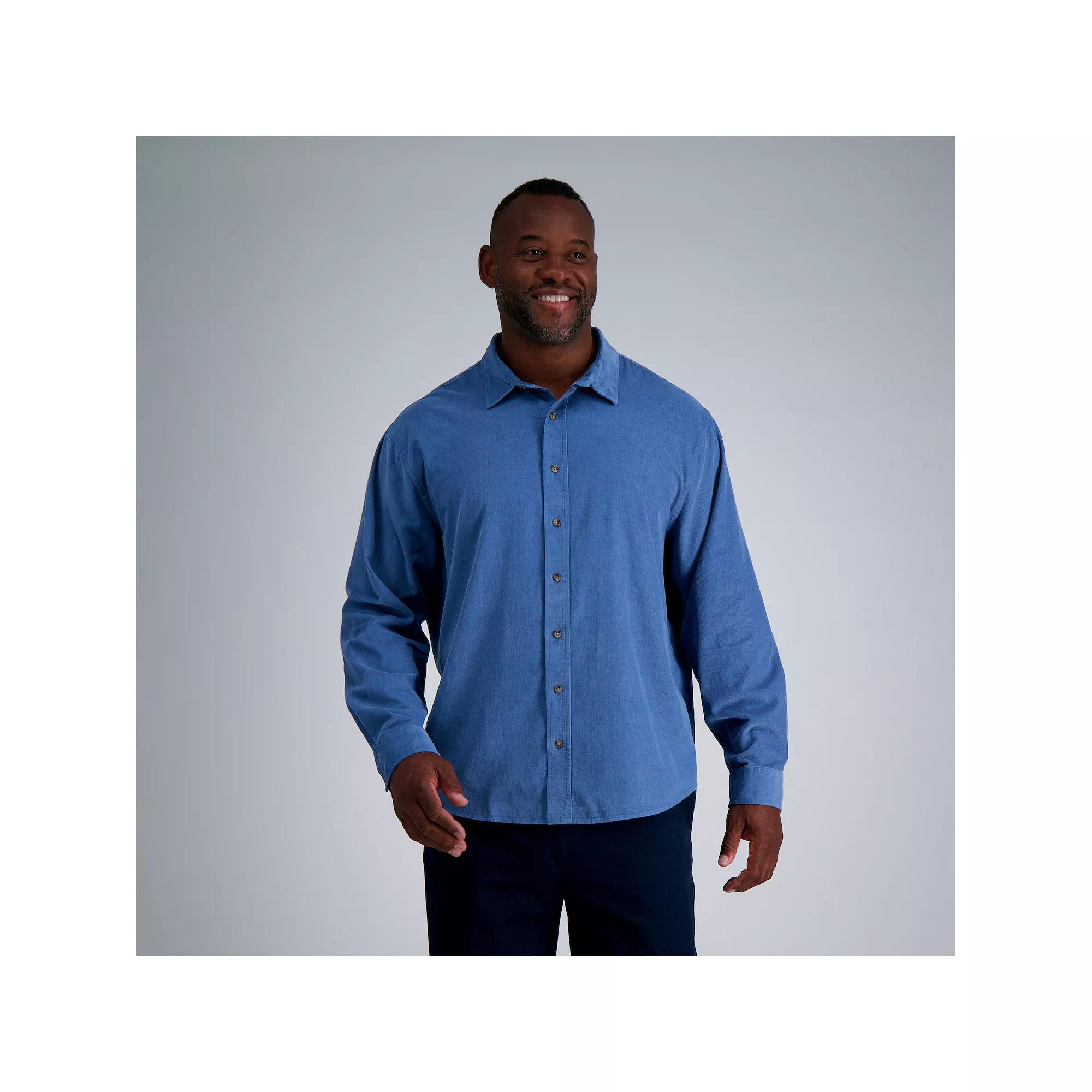 Big & Tall Haggar Long Sleeve Casual Cotton Corduroy Shirt, Mens Product Image