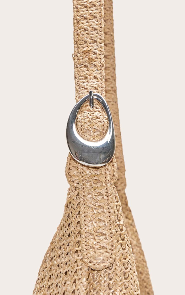 Natural Raffia Silver Buckle Large Tote Bag Product Image