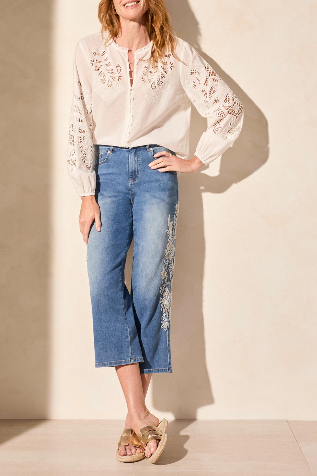 Audrey Girlfriend Crop Jeans w/ Embroider Product Image