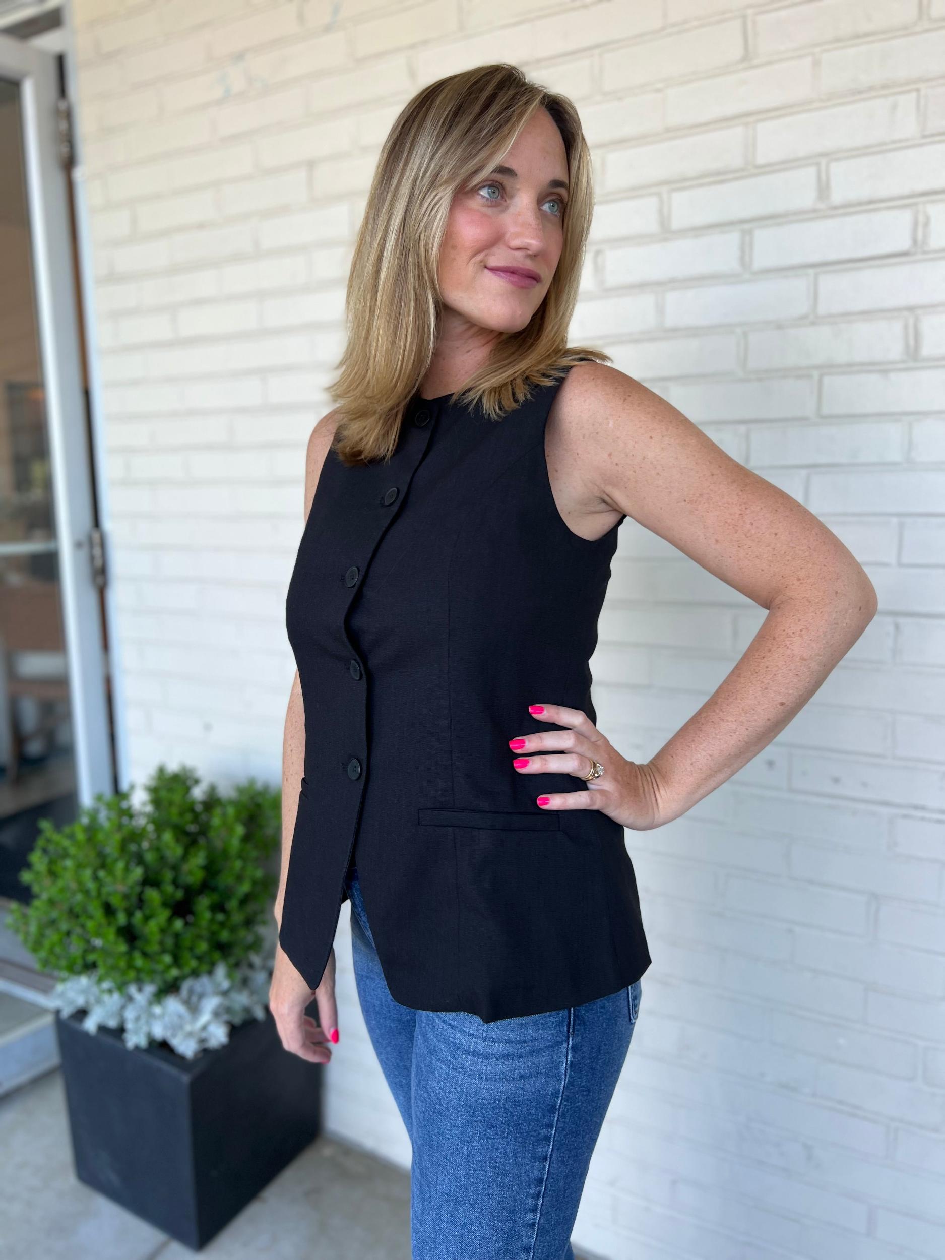 European Dream Button Front Vest Product Image