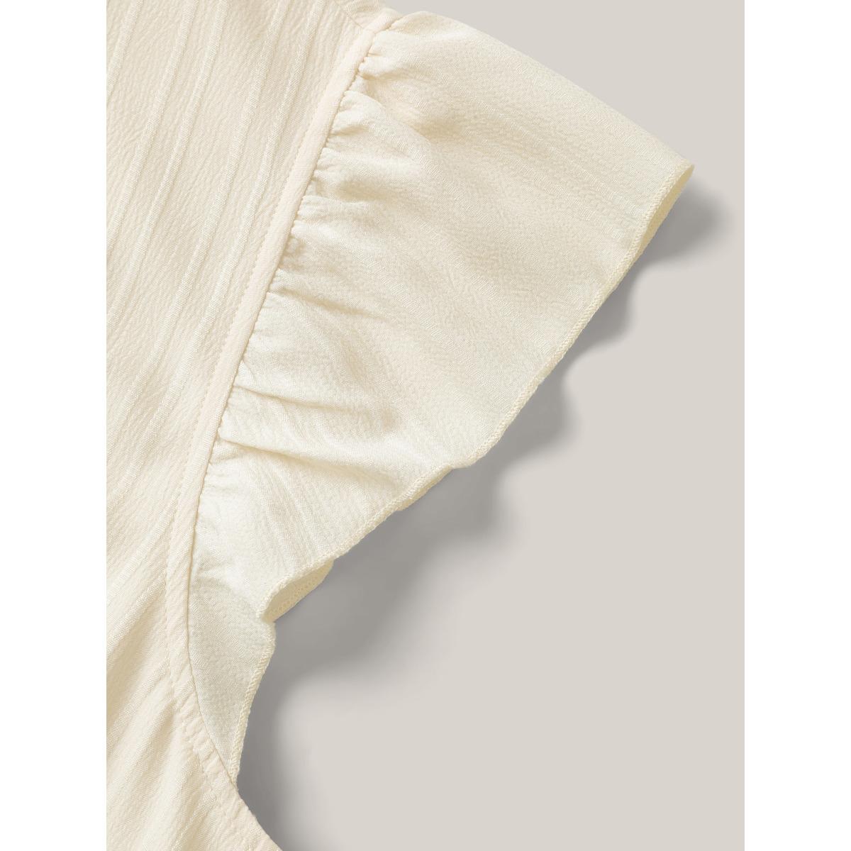 Plus Size Notched Collar Spliced Pockets Midi Dress Beige Women Ruffles Notched collar Cap Sleeve Curvy BloomChic 18-20/2X Product Image