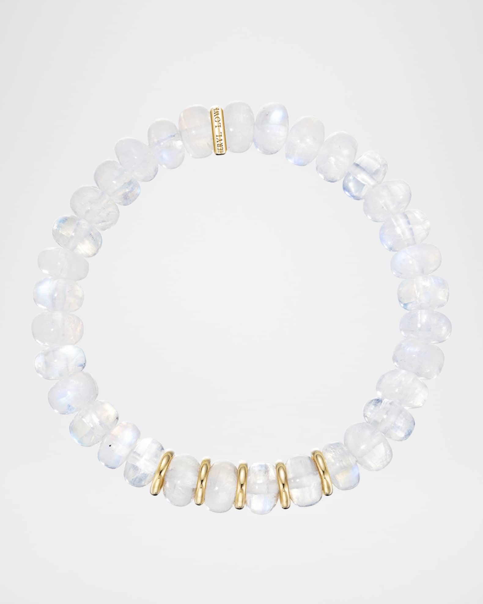 Rainbow Moonstone Bead Bracelet with 14K Yellow Gold Rondelles Product Image