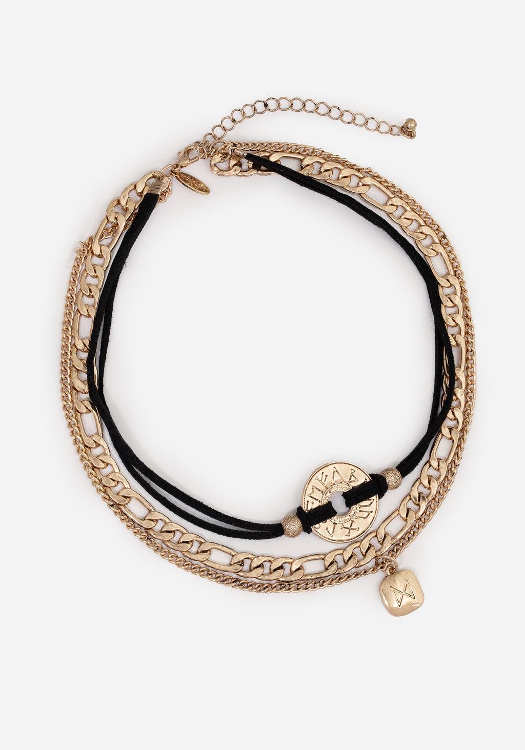 Runes Layered Necklace - Gold Product Image