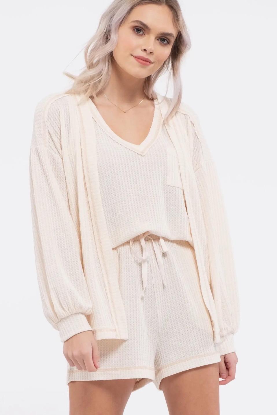 Reverse Stitched Open Front Cardigan Product Image