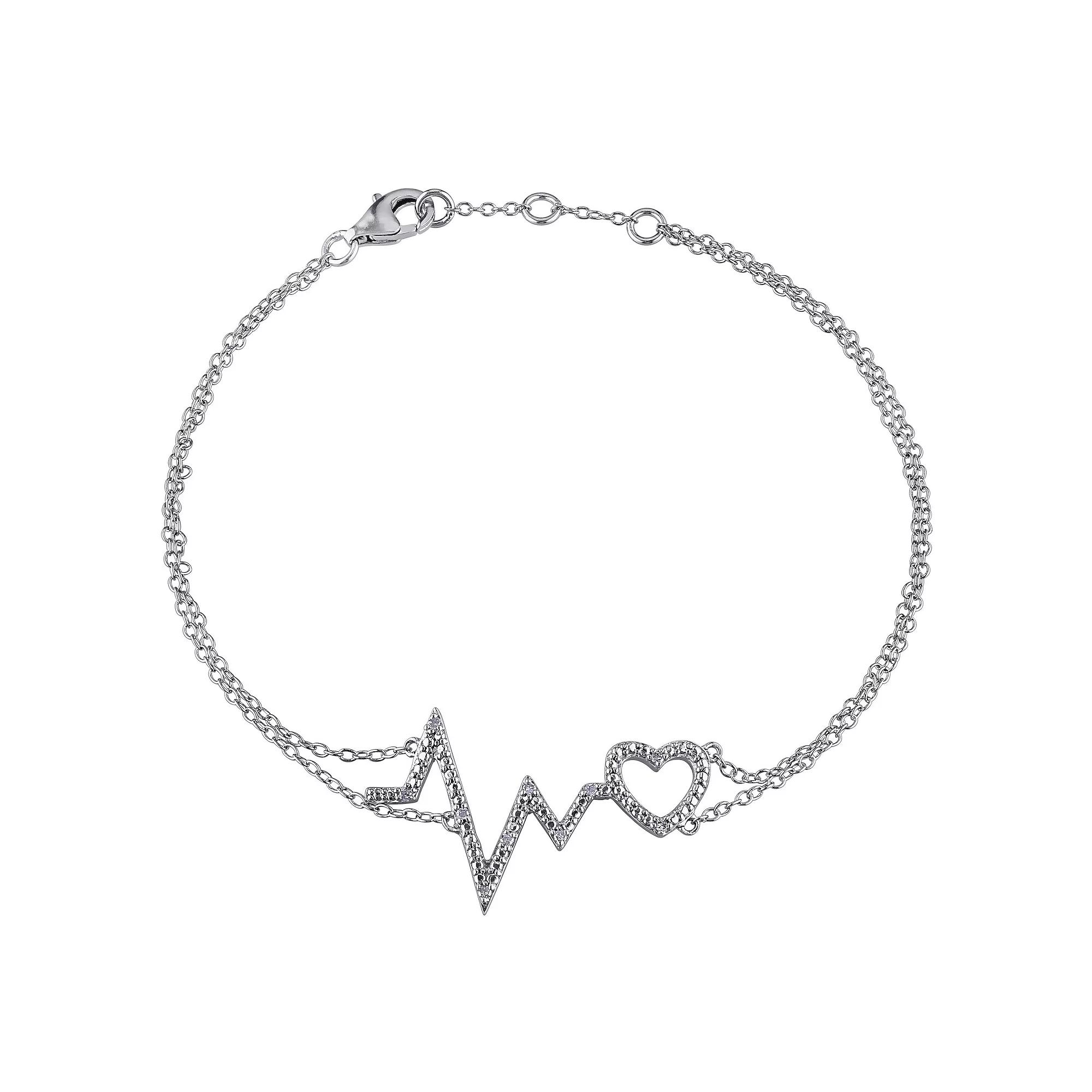 Stella Grace Sterling Silver Diamond Accent Heartbeat Bracelet, Women's, Size: 7.25" Product Image