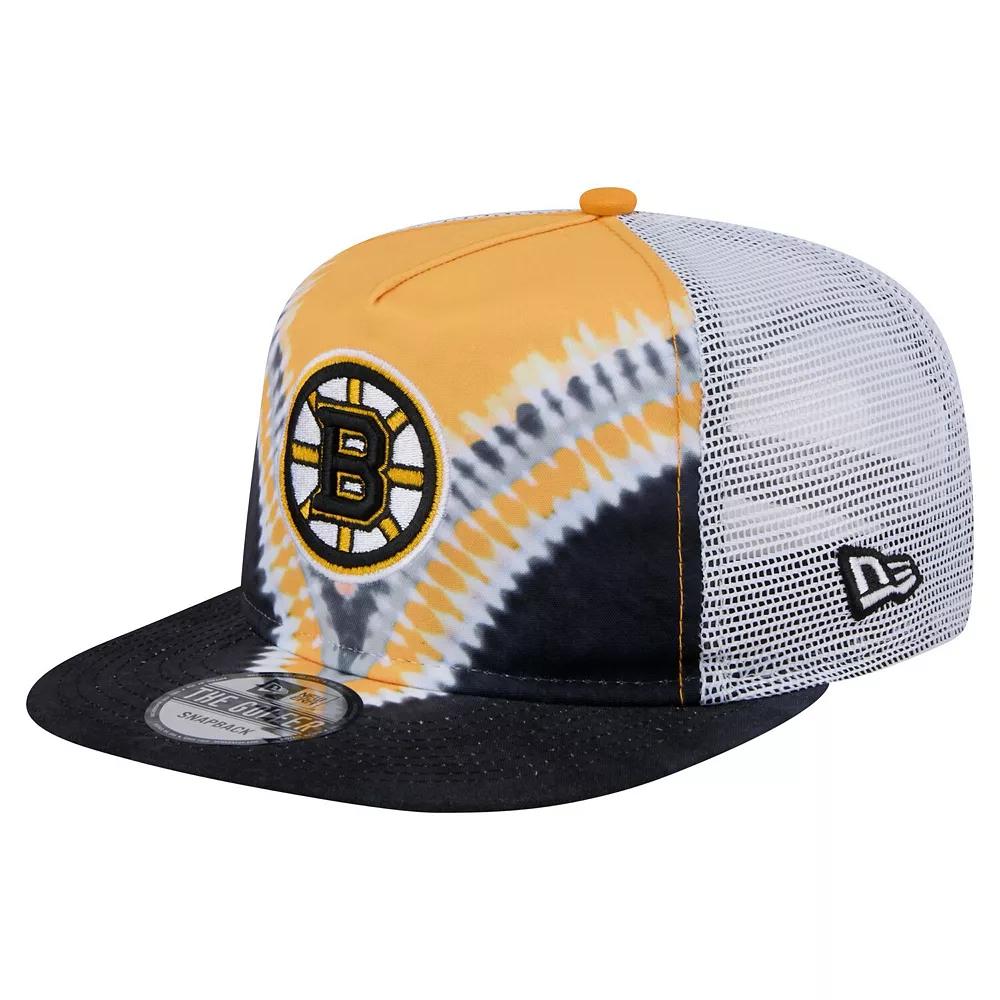 Men's New Era  Black/Gold Boston Bruins Throwback V-Dye Adjustable Golfer Hat Product Image
