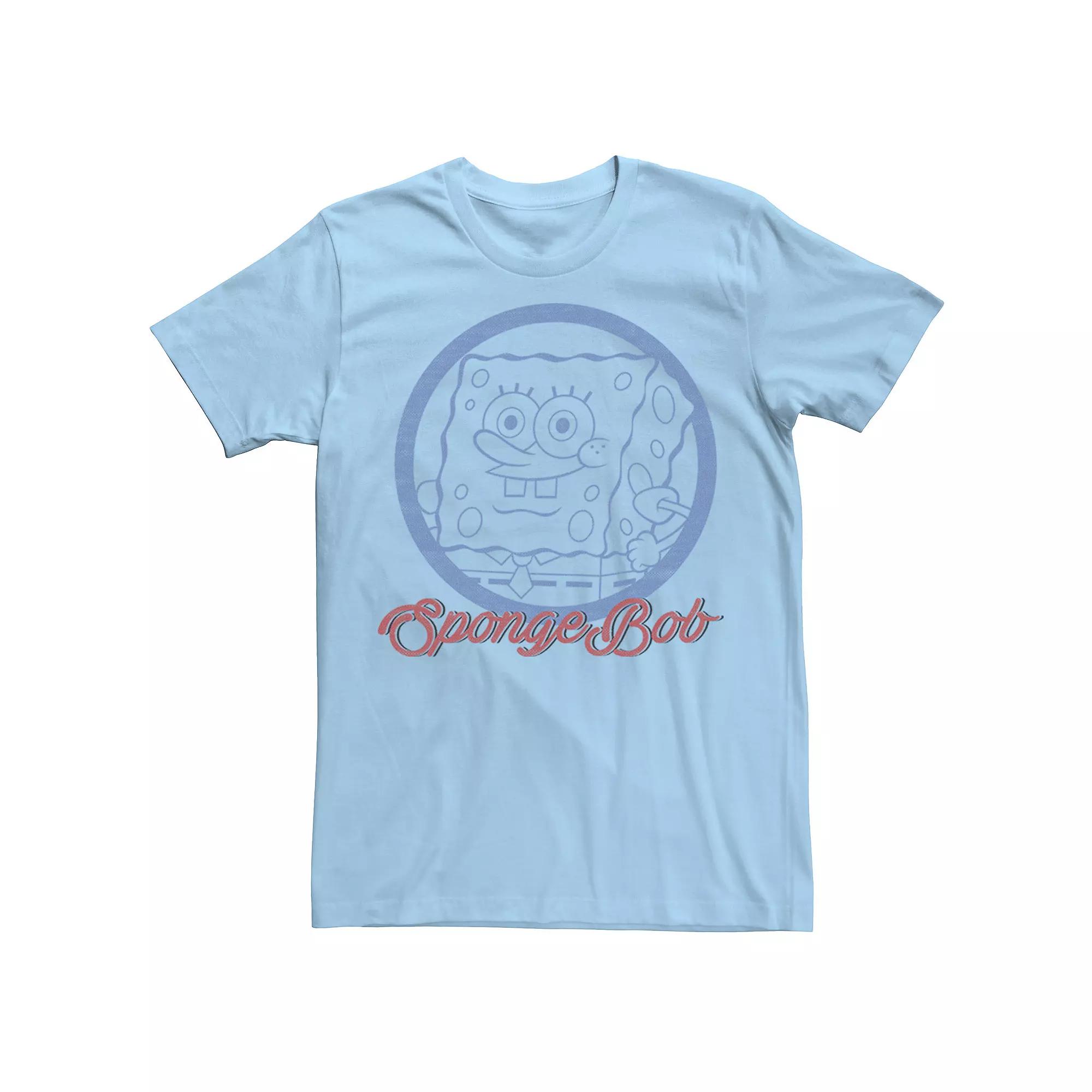 Men's Nickelodeon SpongeBob SquarePants Line Art Cursive Logo Portrait Graphic Tee,  Product Image