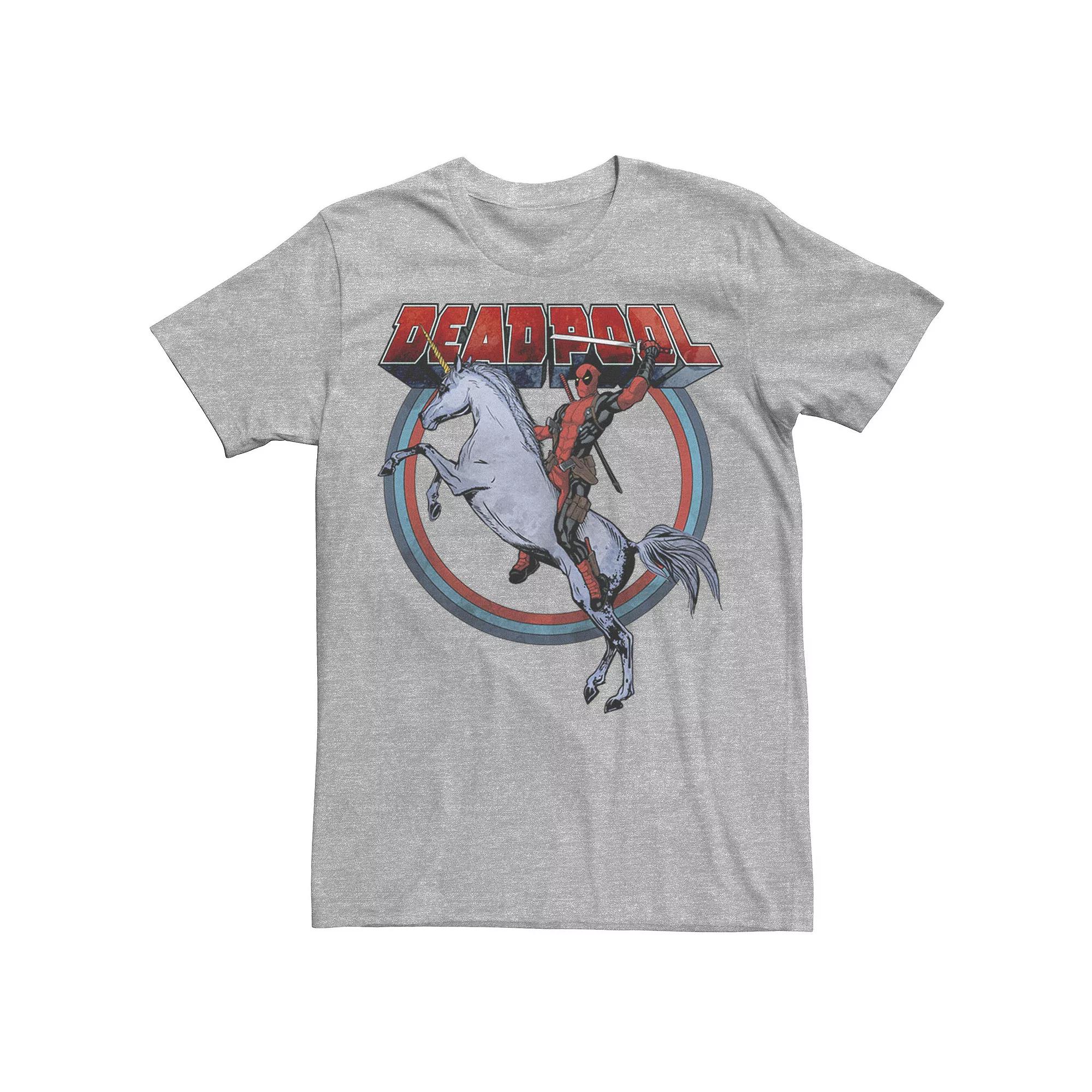 Men's Marvel Deadpool Riding A Unicorn Circle Tee,  Product Image