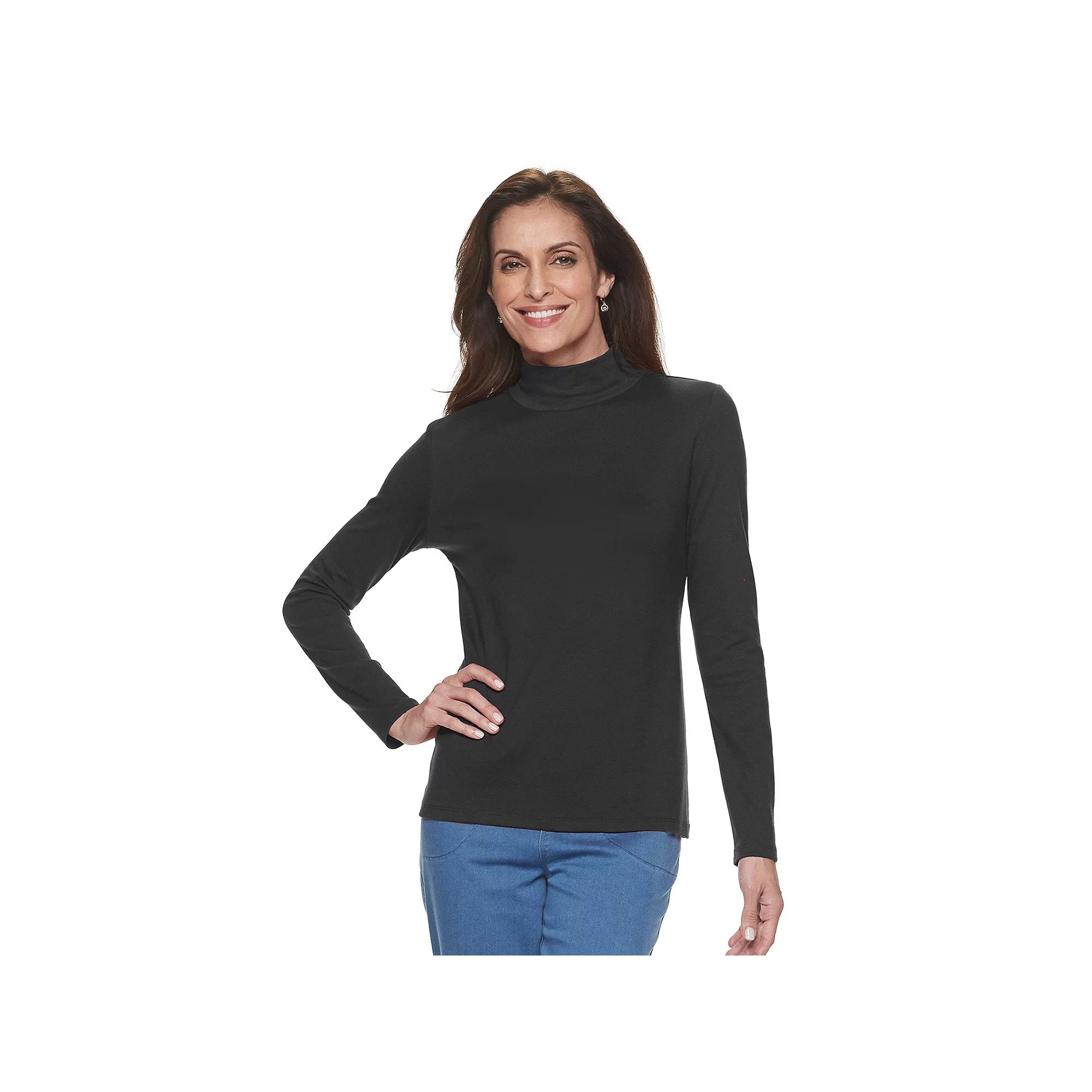 Petite Croft & Barrow® Long Sleeve Mockneck Top, Women's,  Product Image