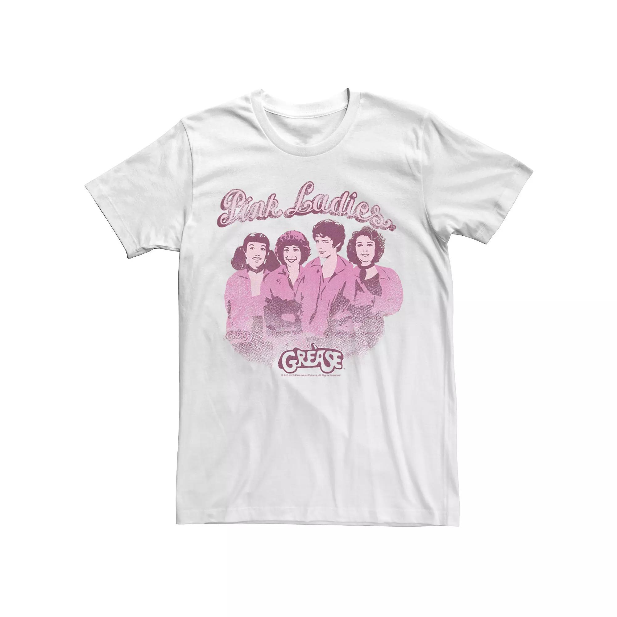Men's Grease Pink Ladies Distressed Portrait Tee,  Product Image