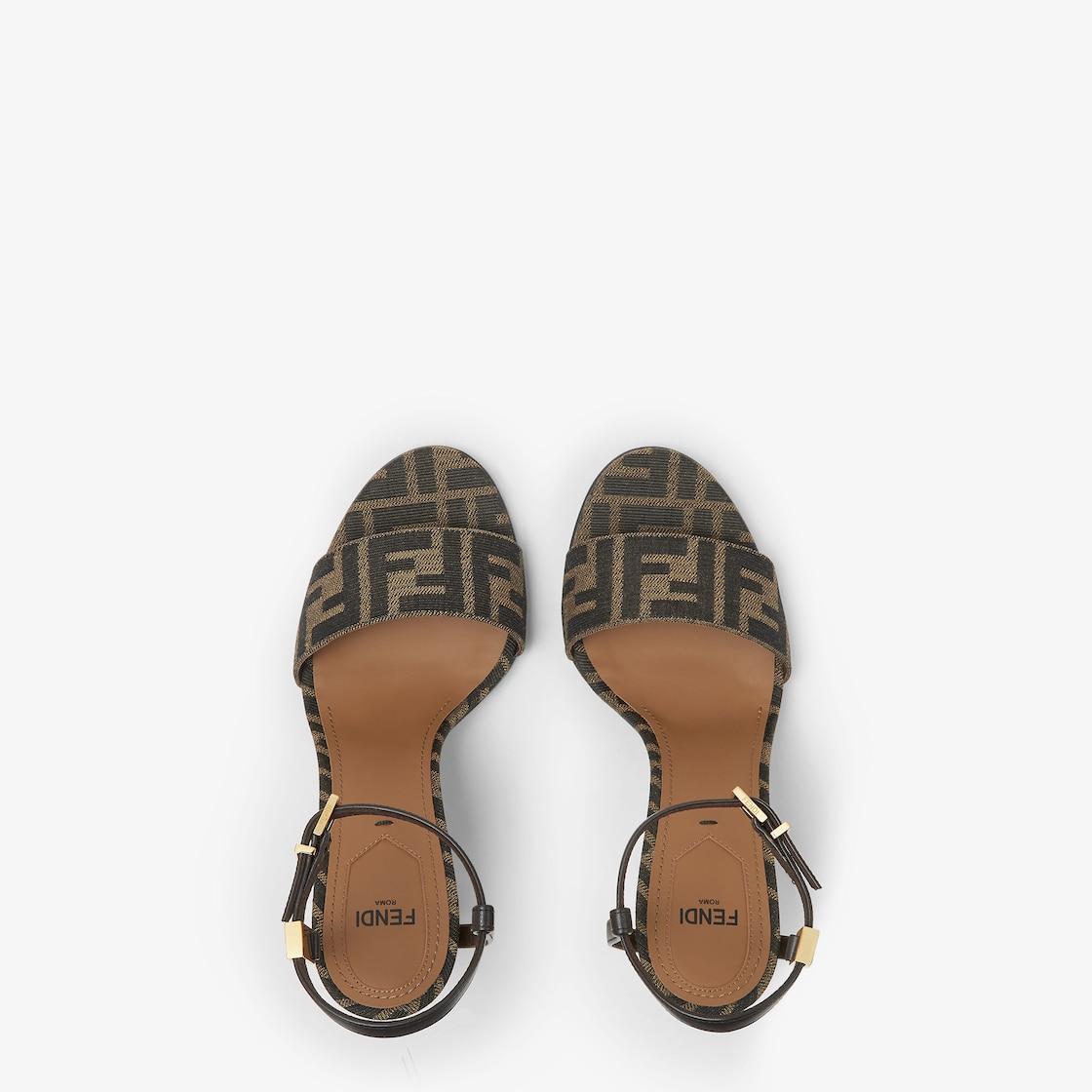 DelfinaBrown fabric high-heeled sandals Product Image