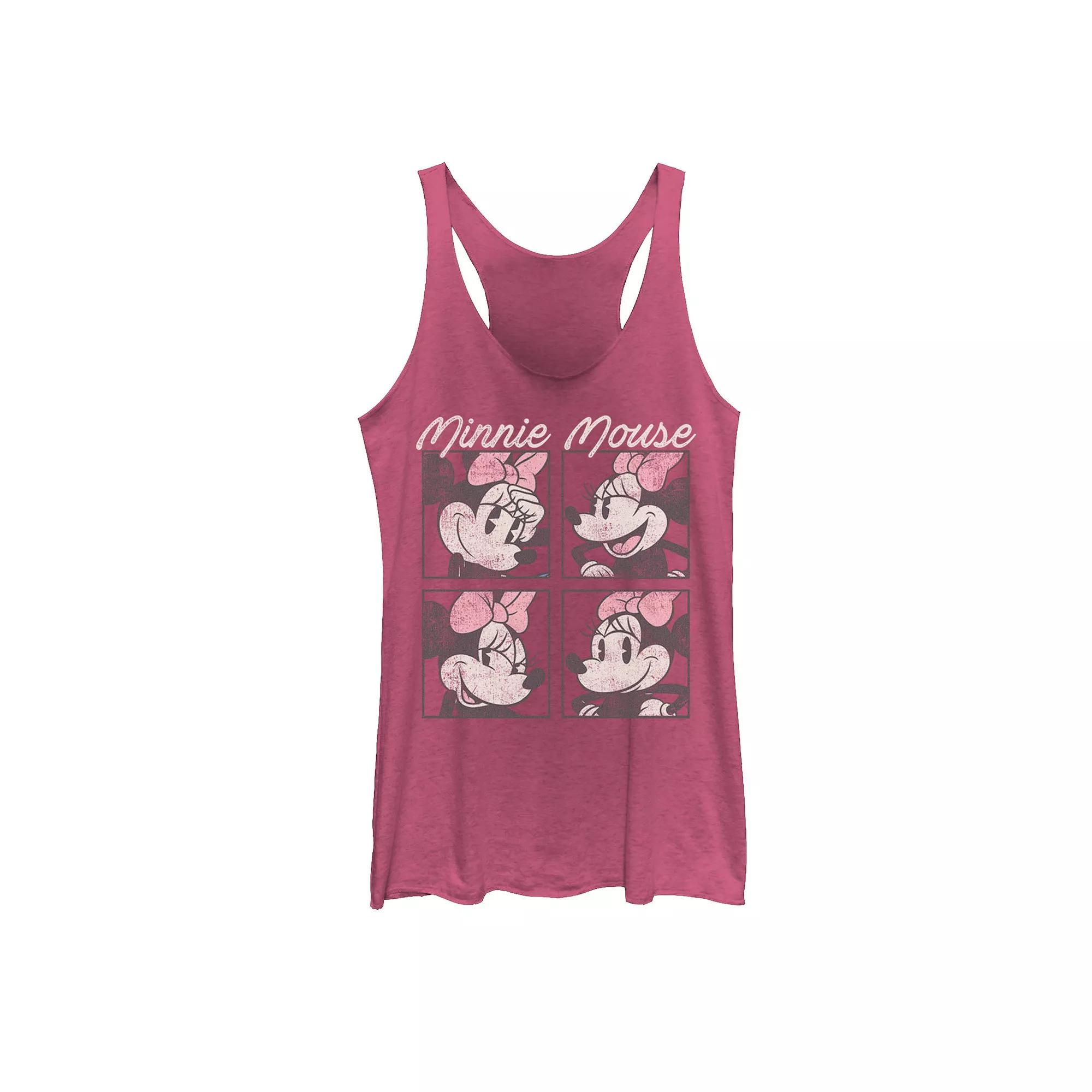 Disney's Mickey And Friends Minnie Mouse Vintage Box Up Juniors' Racerback Graphic Tank Top, Girl's, Size: XL, Pink Grey Product Image