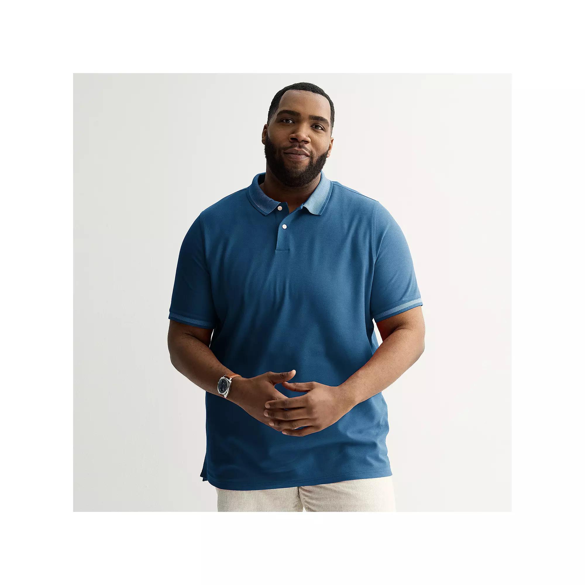 Big & Tall Sonoma Goods For Life® The Essential Solid Pique Polo, Men's, Size: XL Tall, Tipped Blue Product Image