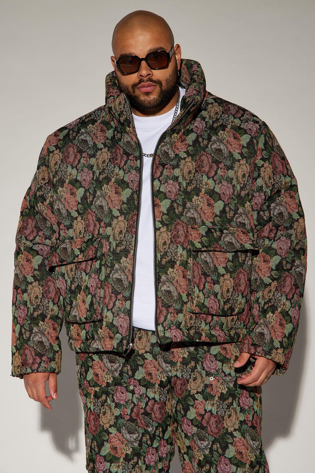 Bellevue Light Weight Cropped Tapestry Puffer - Black/combo Product Image