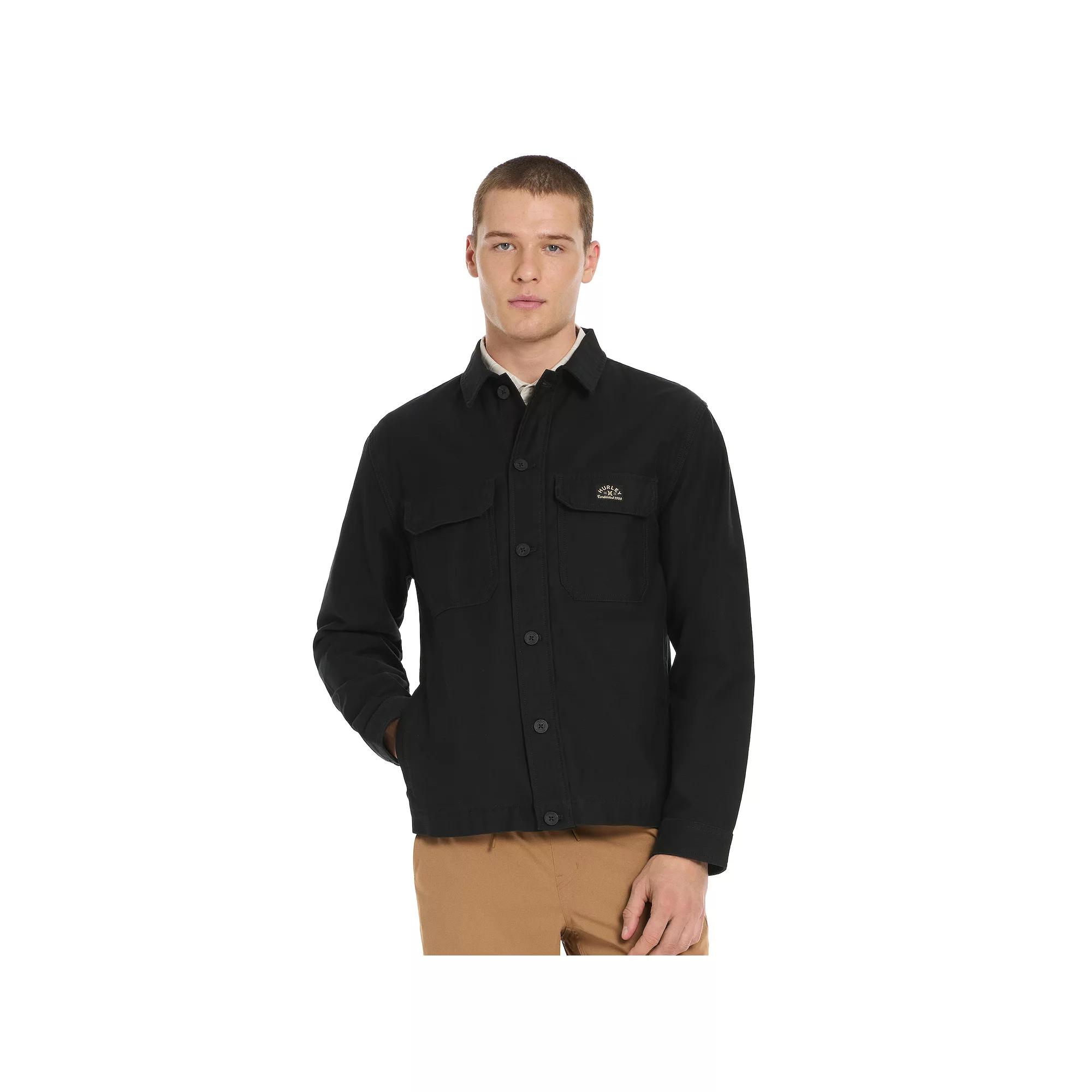 Men's Hurley Canvas Button Down Jacket, Size: XXL, Black Product Image