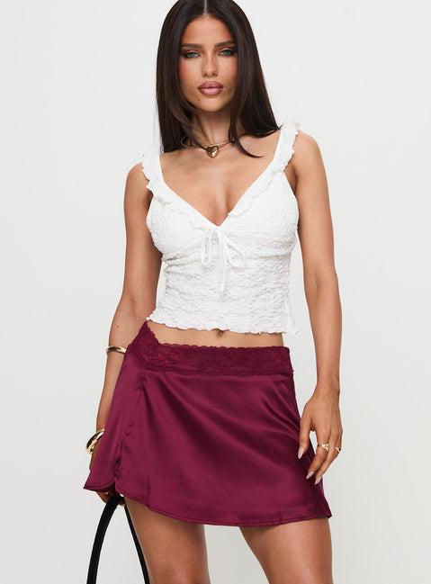 For Me Mini Skirt Burgundy Product Image