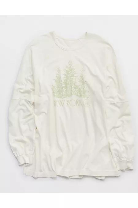 Aerie Cozy Long Sleeve Oversized Boyfriend T-Shirt Women's Product Image