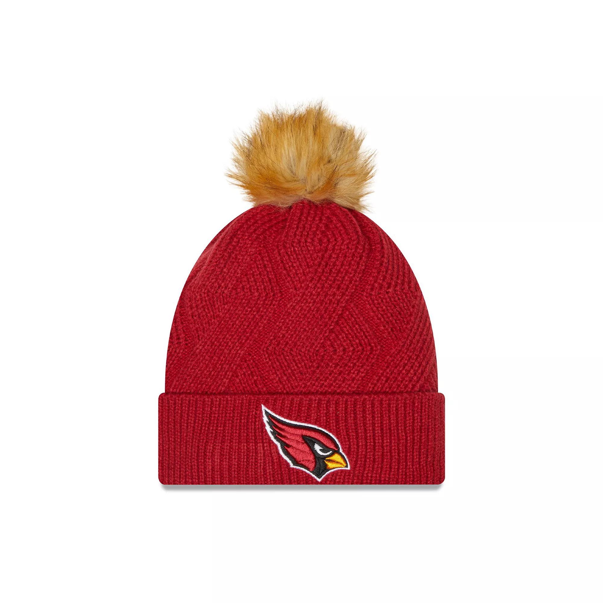 Women's New Era Cardinal Arizona Cardinals Snowy Cuffed Knit Hat with Pom, Red Product Image